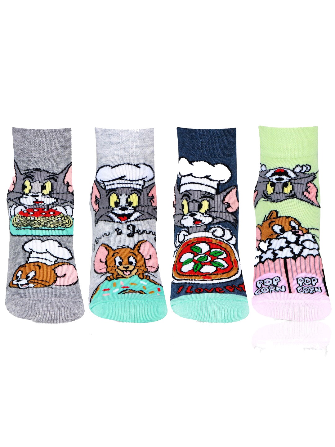 

Bonjour Girls Pack Of 4 Assorted Tom & Jerry Printed Ankle Length Socks
