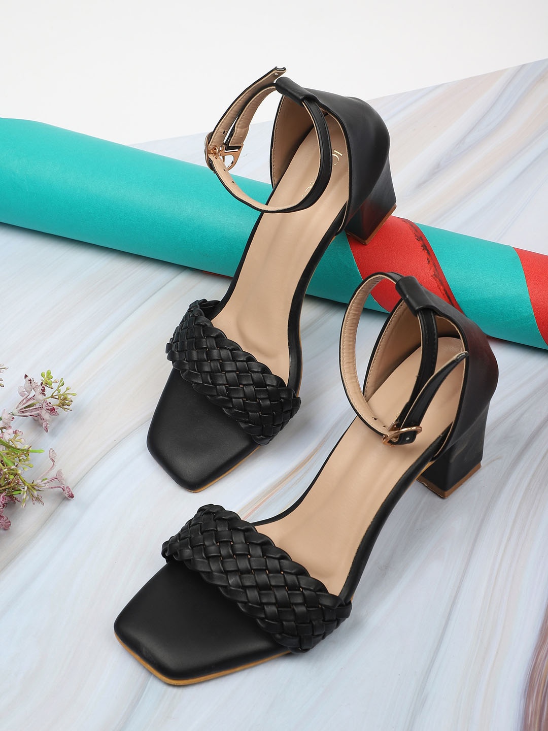 

ICONICS Black Block Pumps with Buckles