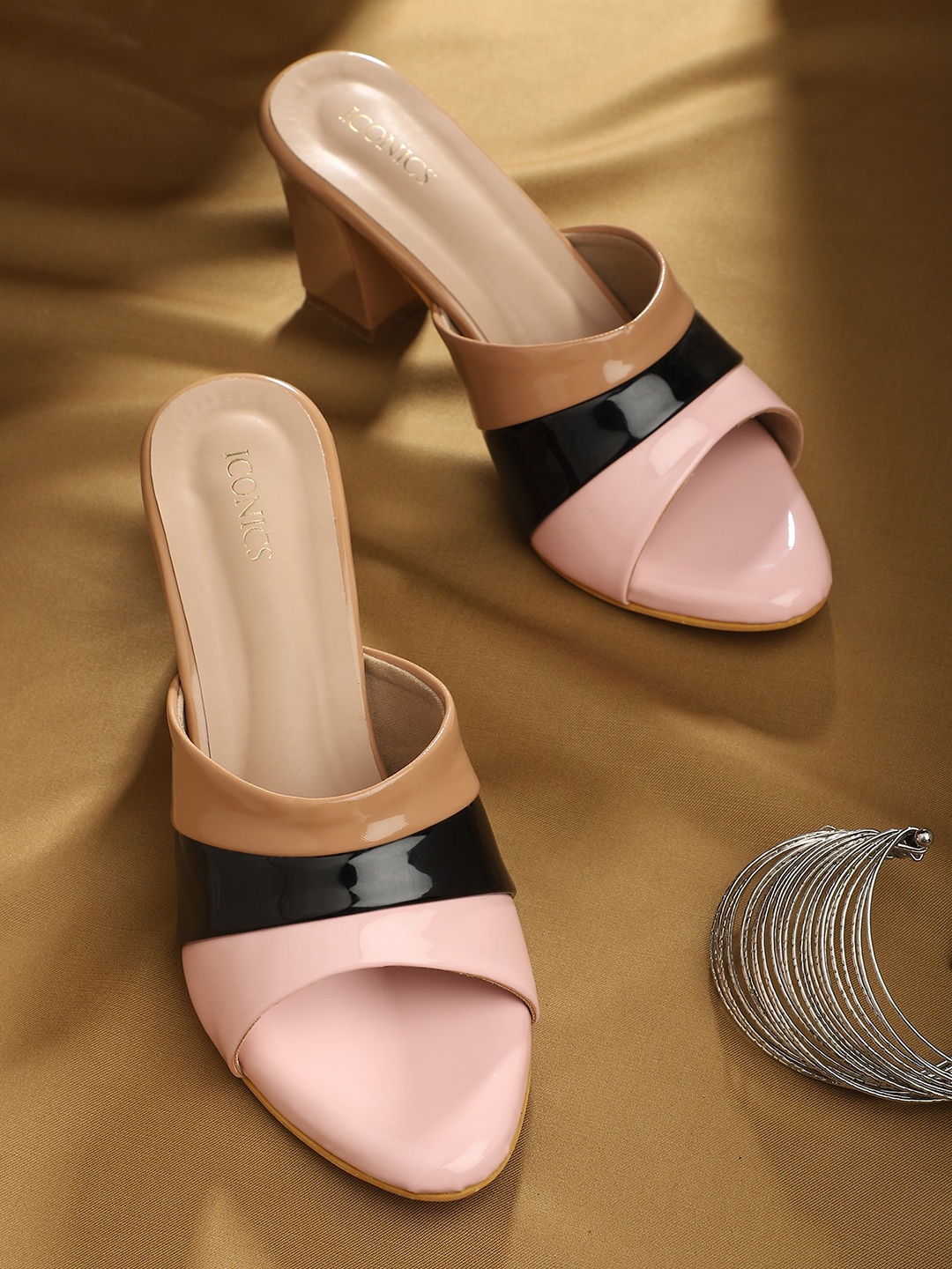 

ICONICS Pink Colourblocked Block Pumps