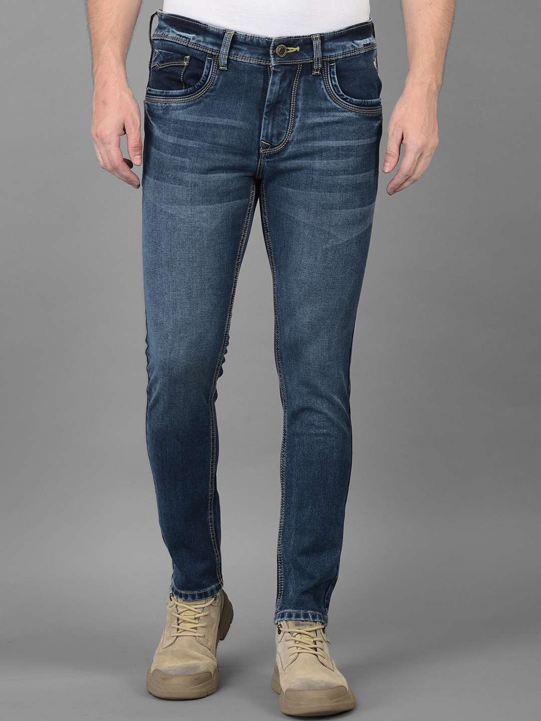 

Canary London Men Blue Smart Tapered Fit Low-Rise Stretchable Jeans