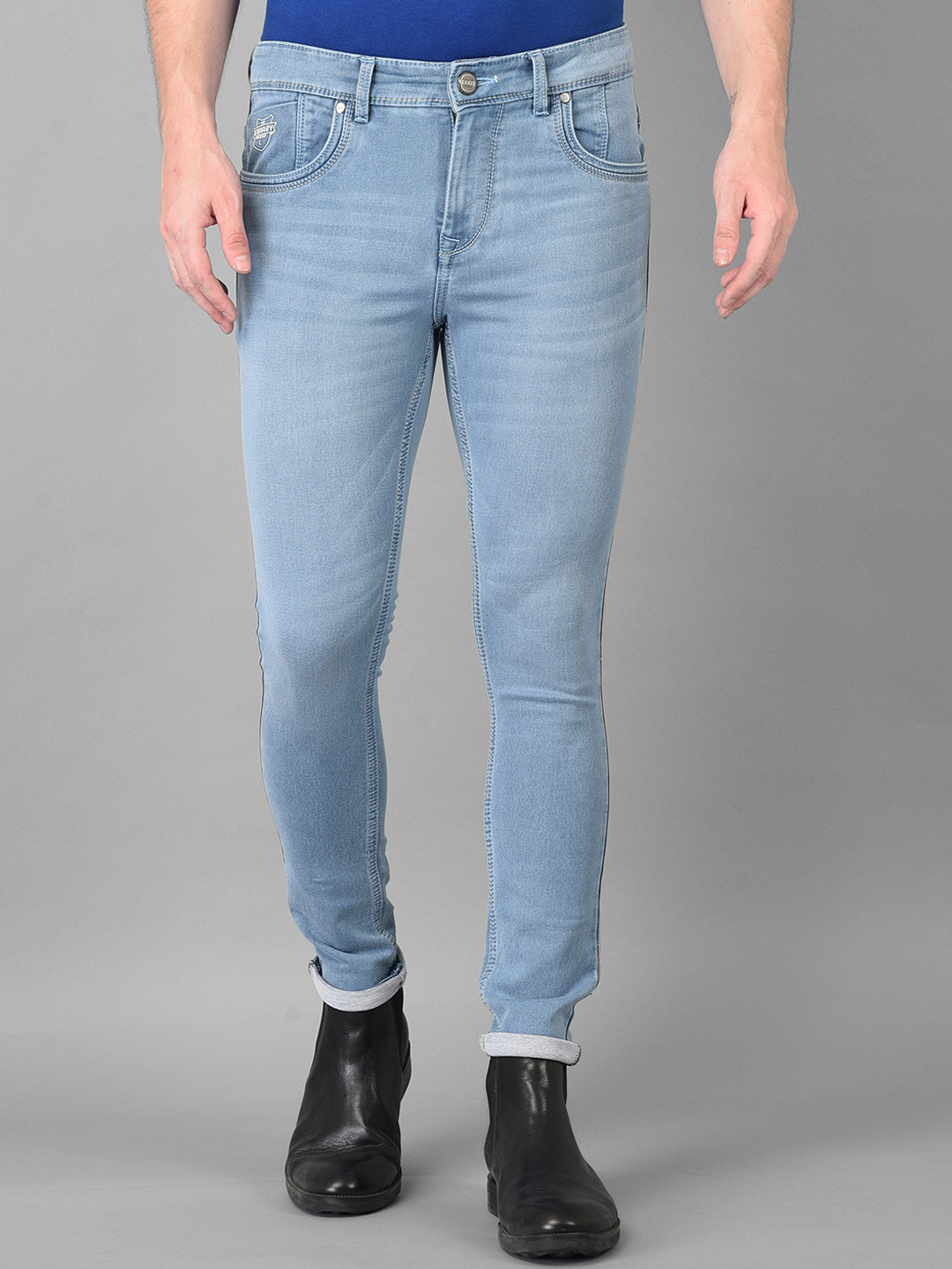 

Canary London Men Blue Smart Tapered Fit Low-Rise Light Fade Stretchable Jeans
