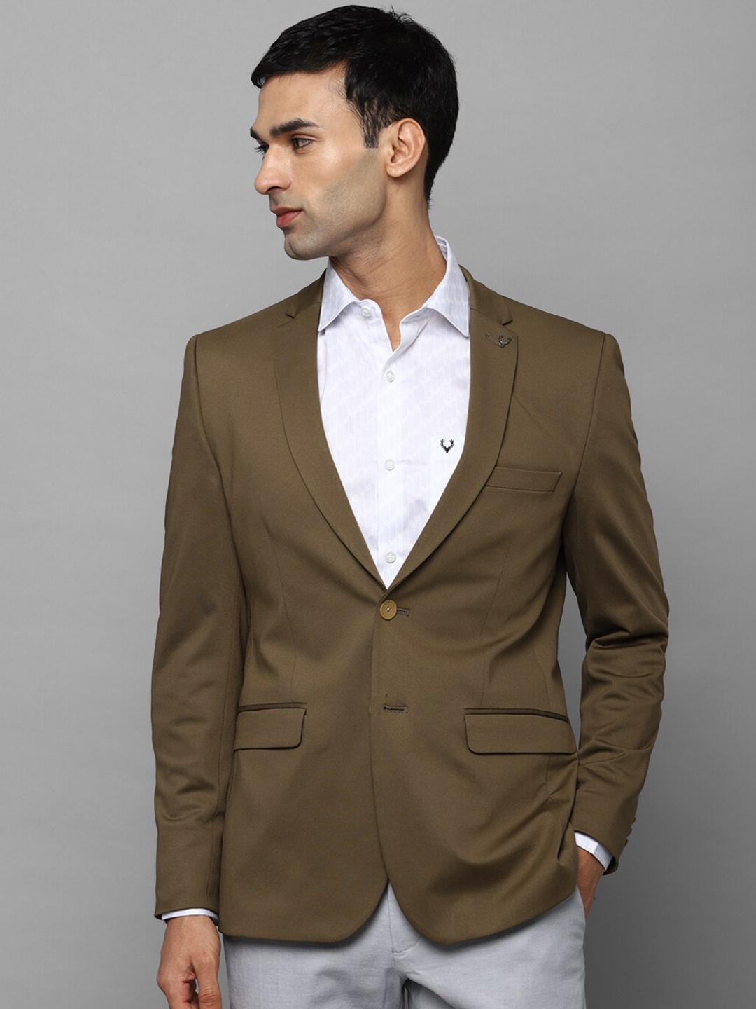 

Allen Solly Men Brown Slim-Fit Single Breasted Blazer