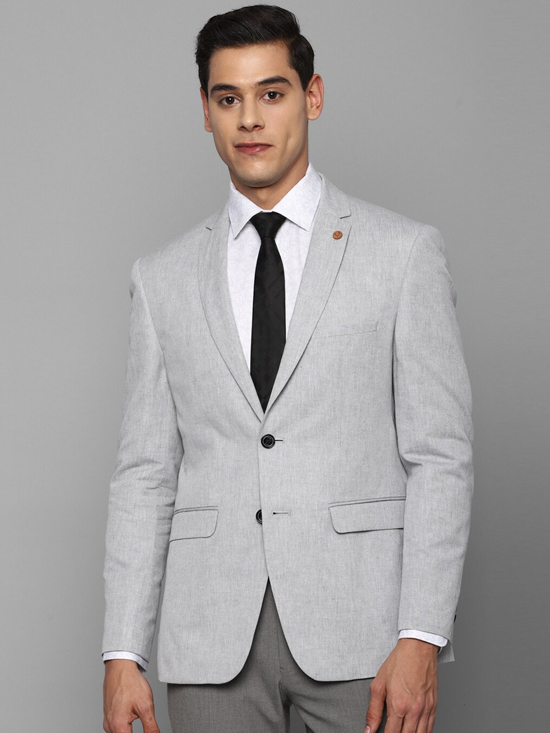 

Allen Solly Men Grey Self Design Single-Breasted Slim-Fit Formal Blazer