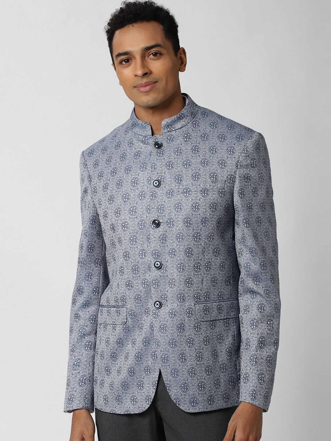 

Peter England Elite Men Grey Printed Slim-Fit Blazers