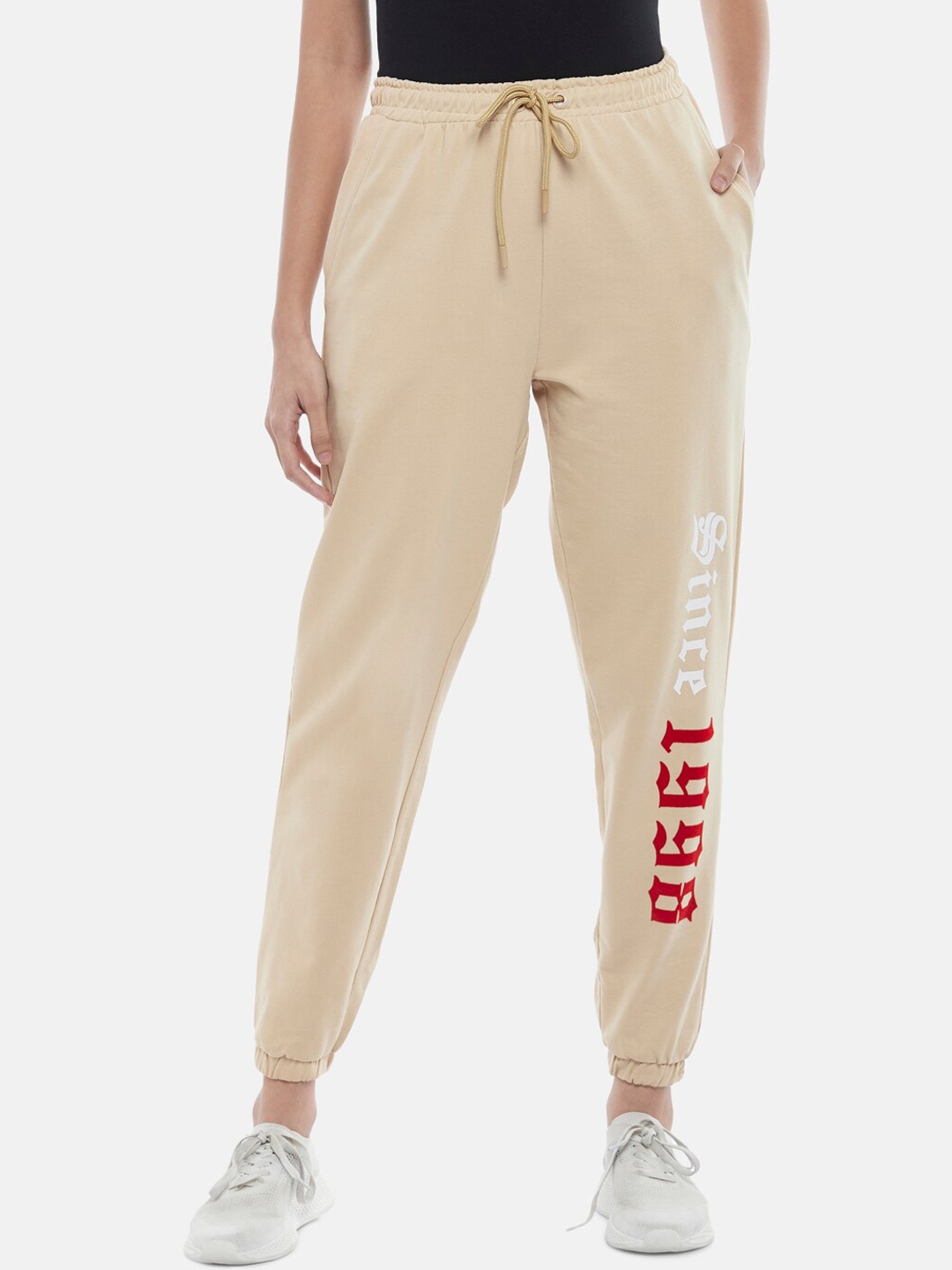 

Ajile by Pantaloons Women Beige Solid Cotton Joggers