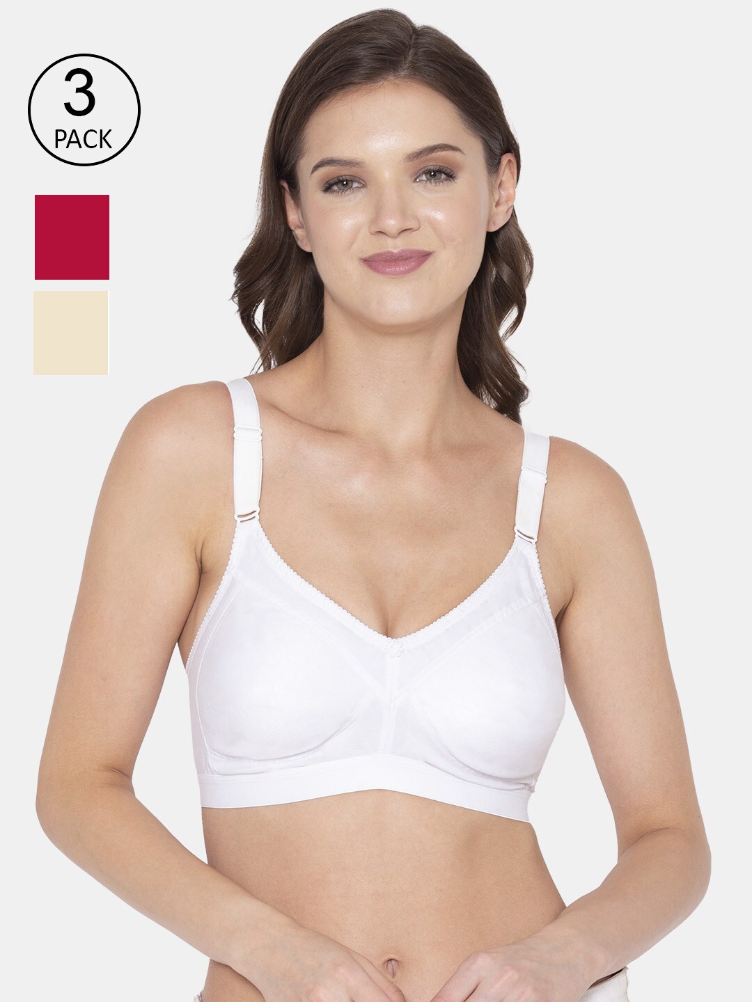 

Souminie Pack of 3 White & Red Cotton Everyday Bra
