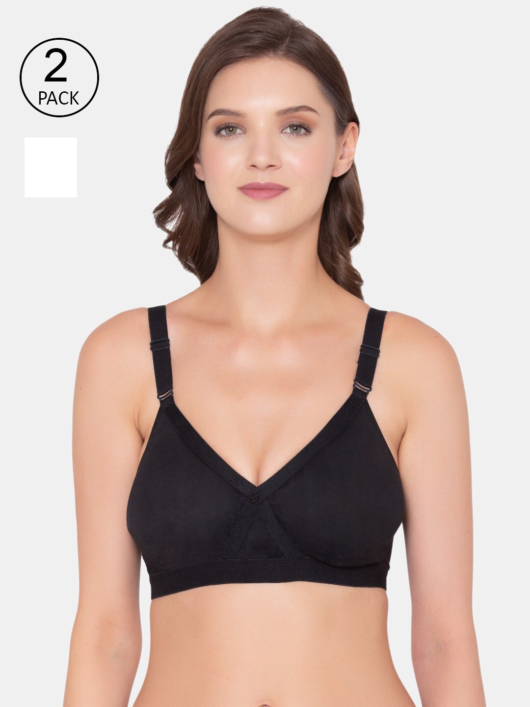

Souminie Pack of 2 Black & White Cotton Everyday Bra