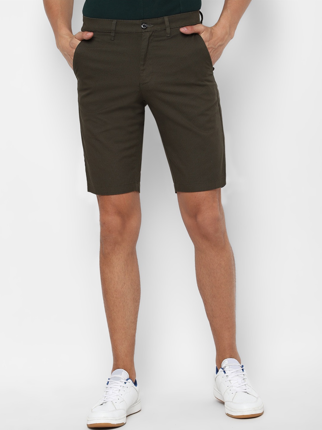 

Allen Solly Men Olive Green Slim Fit Pure Cotton Shorts