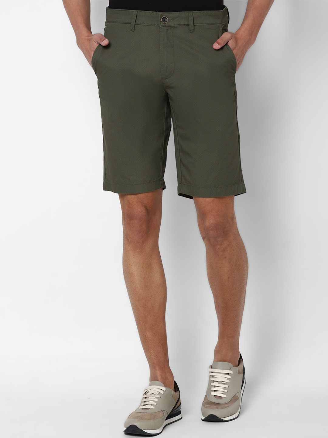 

Allen Solly Men Olive Green Slim Fit Shorts