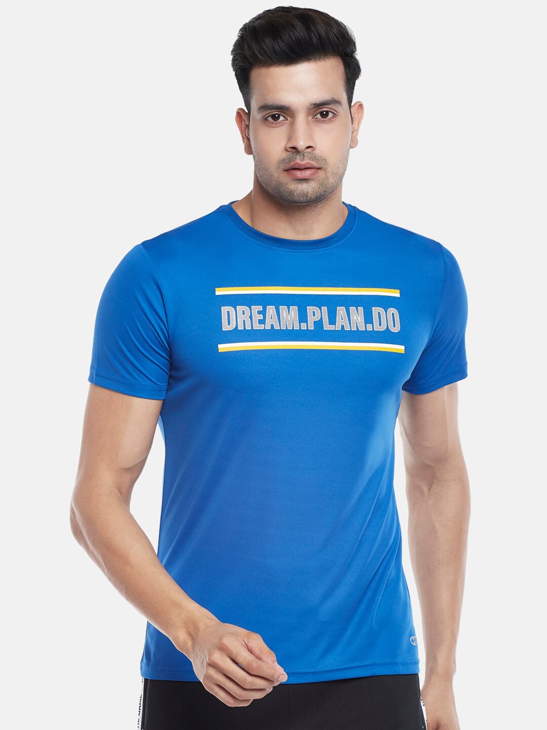 

Ajile by Pantaloons Men Blue Typography Printed Slim Fit T-shirt