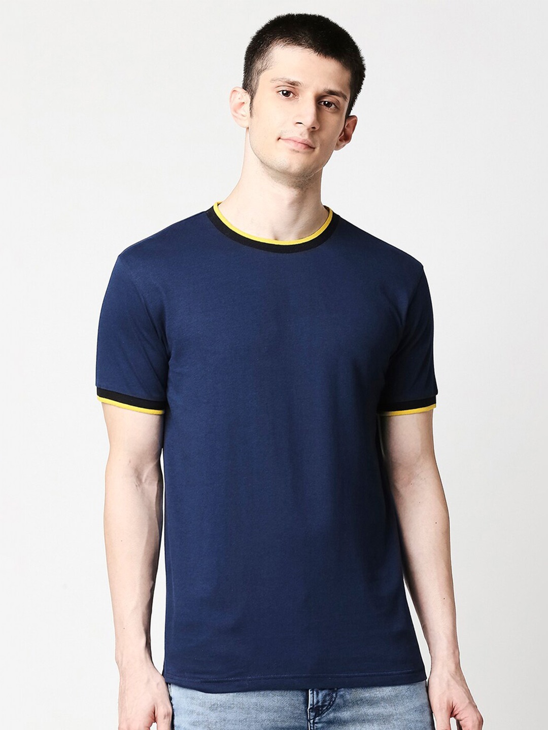 

Bewakoof Men Navy Blue Pure Cotton T-shirt