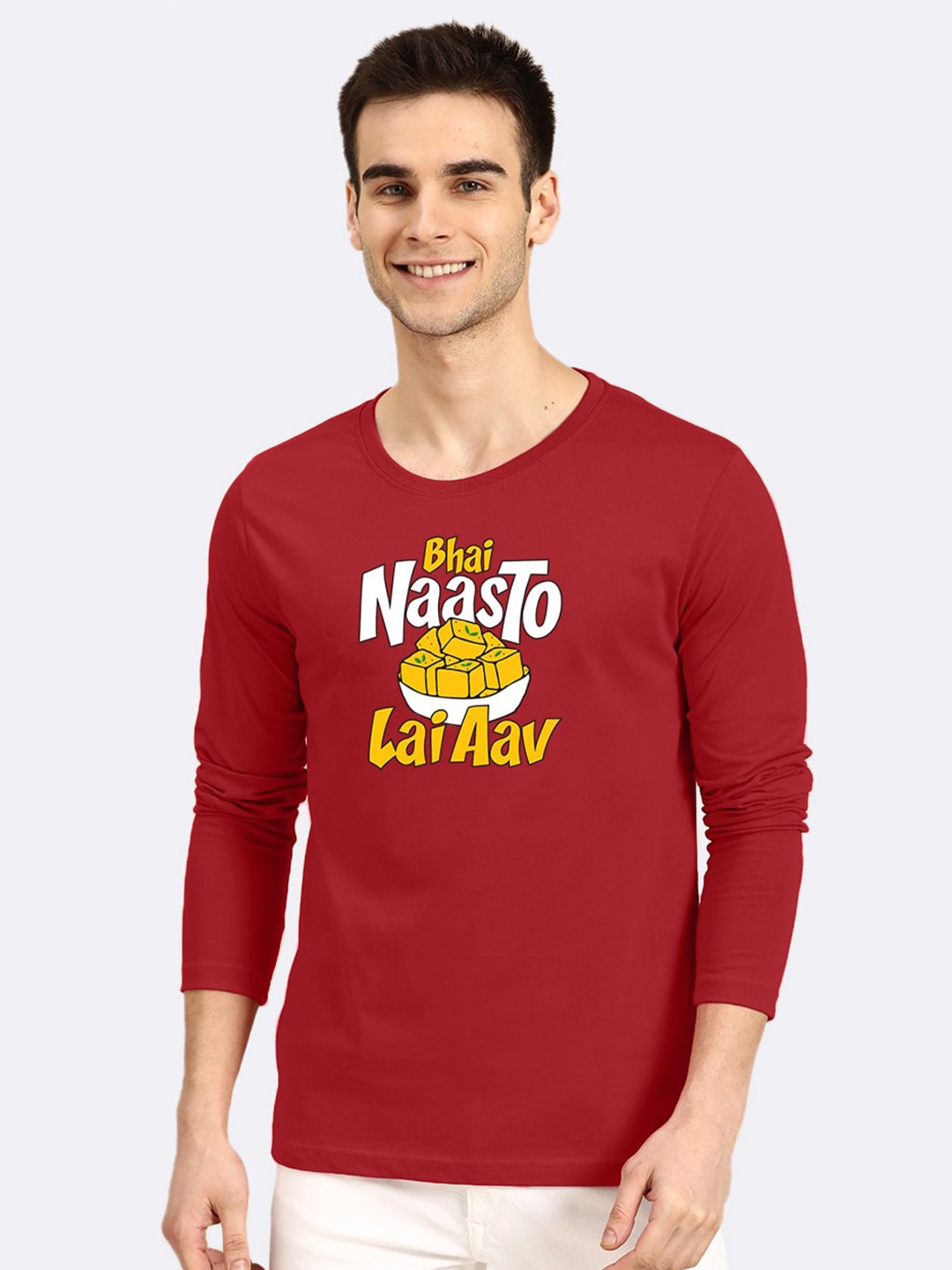 

Bewakoof Men Red Typography Printed Pure Cotton T-shirt