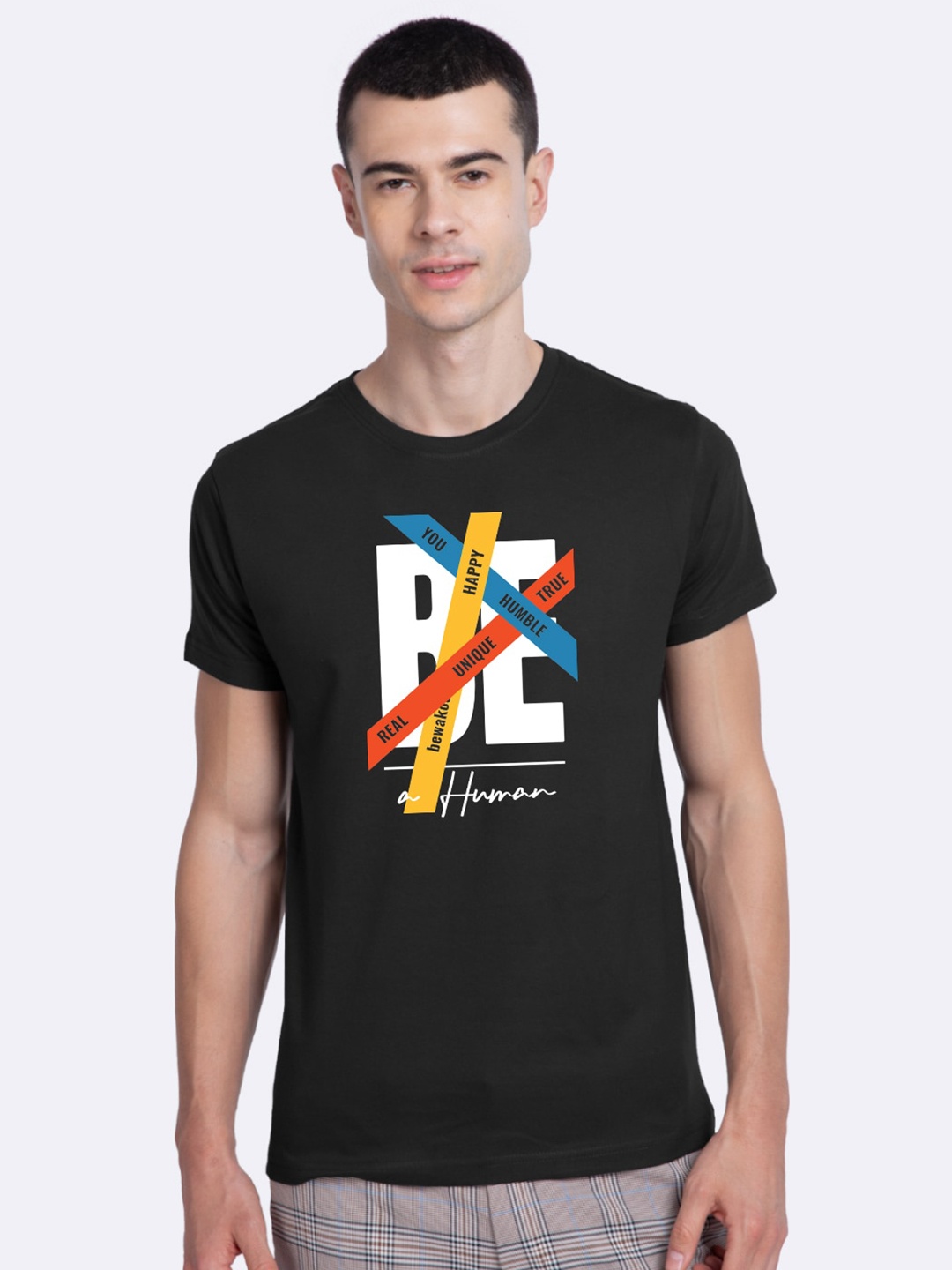 

Bewakoof Men Black Printed Pure Cotton T-shirt