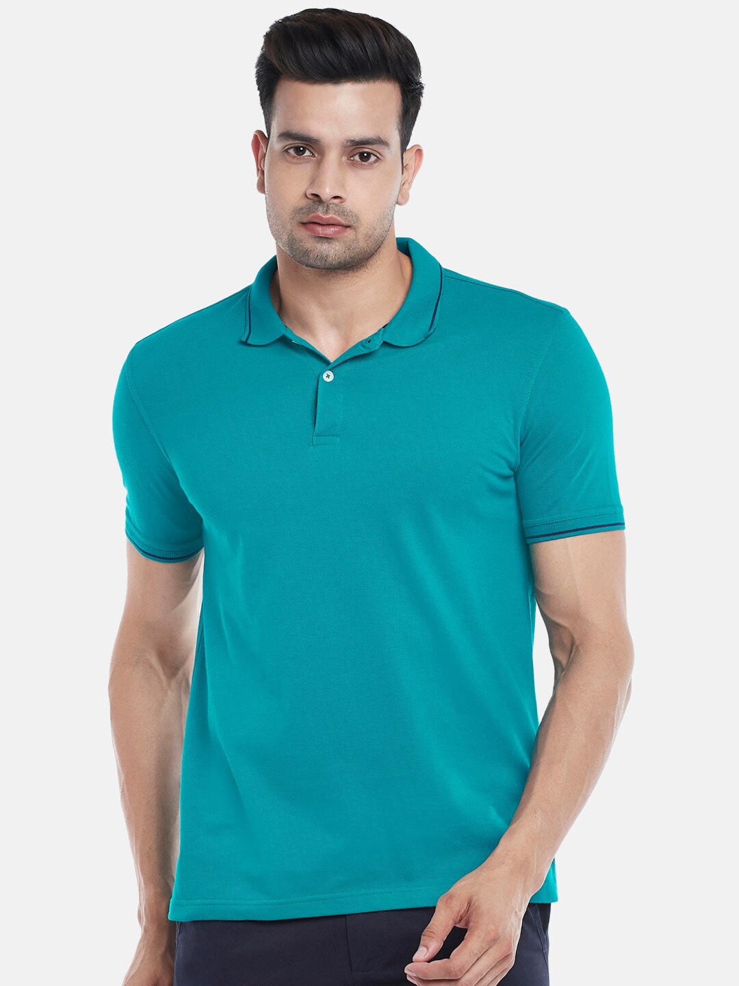 

BYFORD by Pantaloons Men Teal Polo Collar Outdoor T-shirt