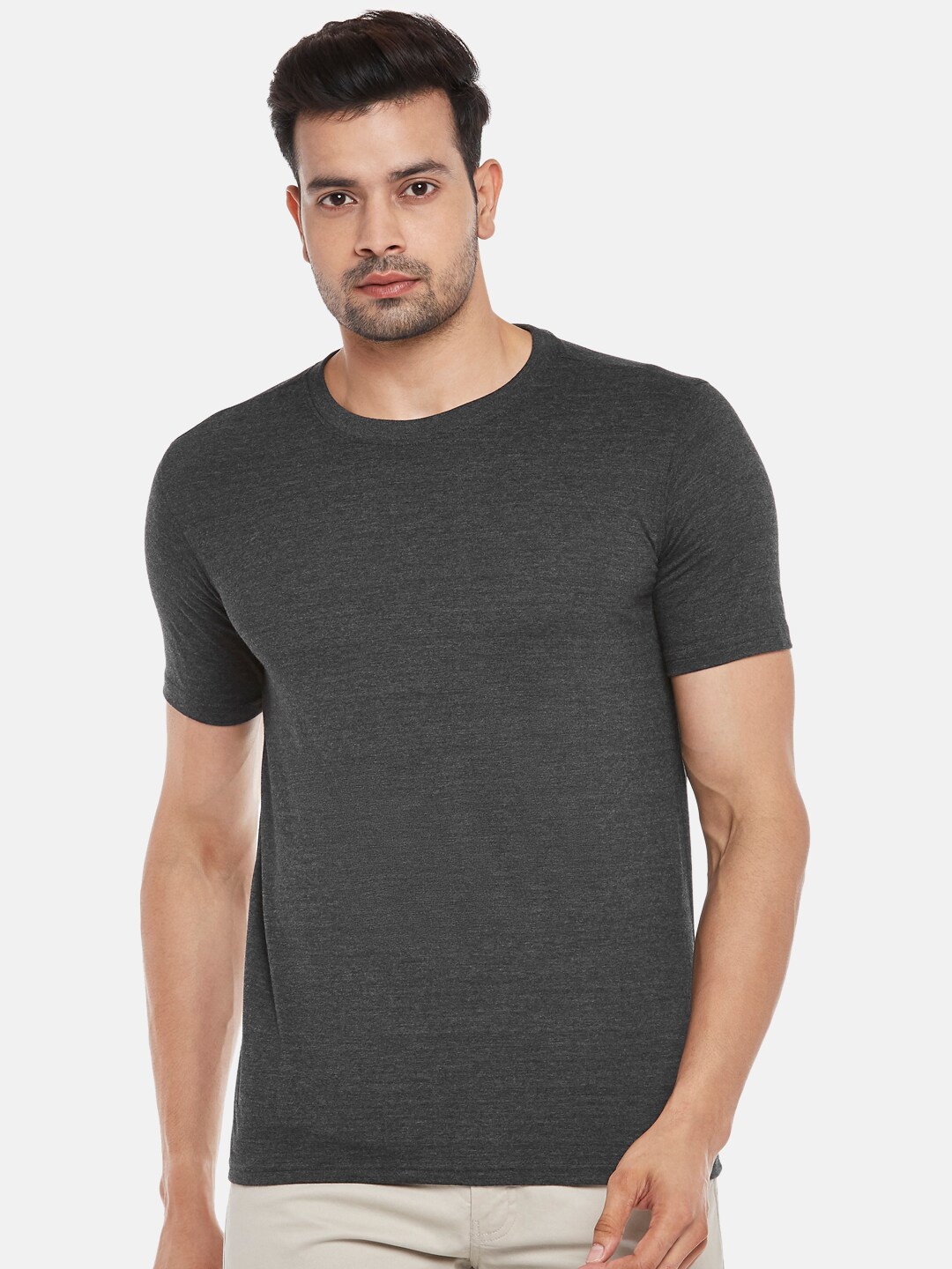 

BYFORD by Pantaloons Men Charcoal Outdoor T-shirt
