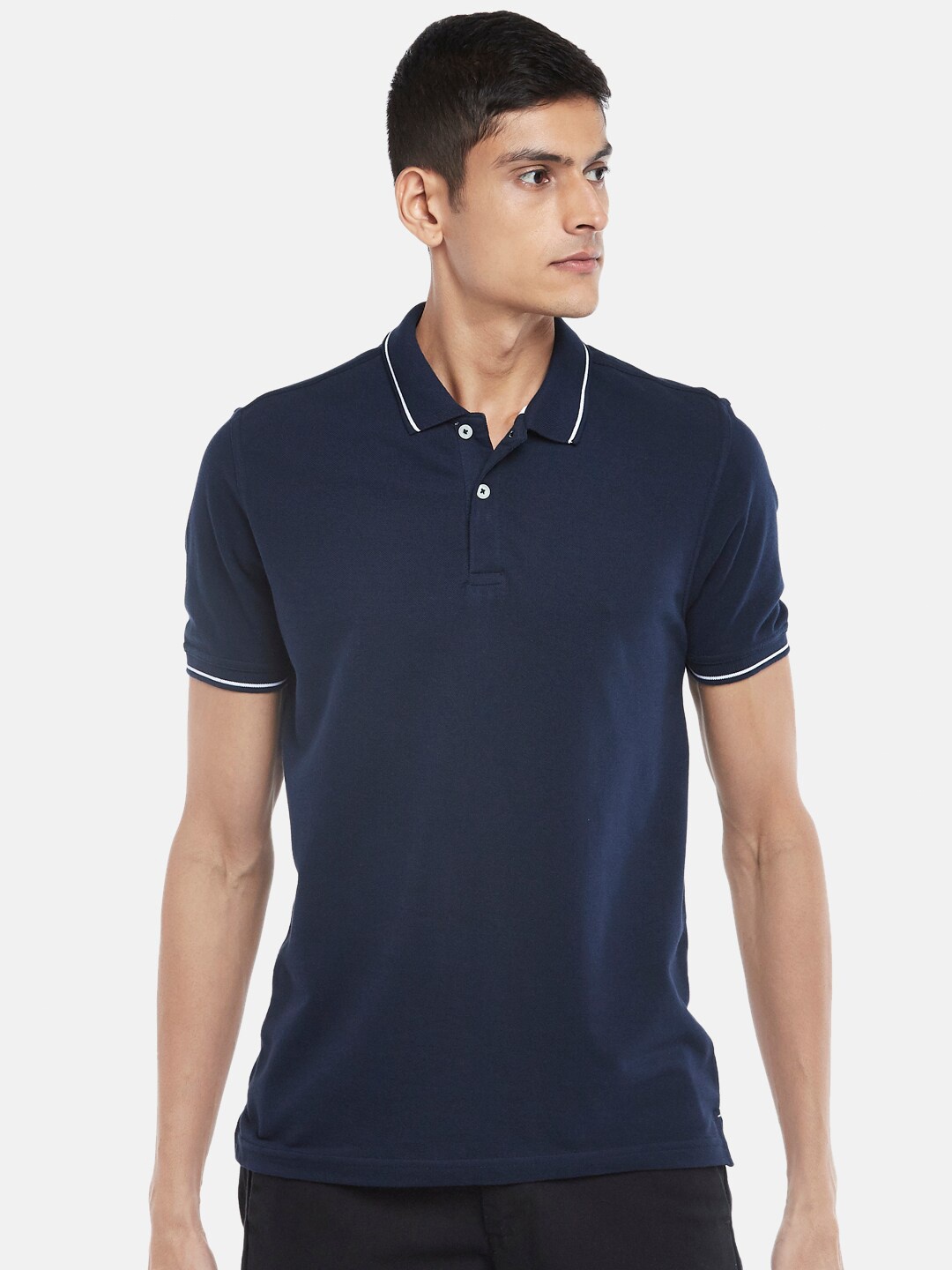 

BYFORD by Pantaloons Men Navy Blue Polo Collar Outdoor T-shirt