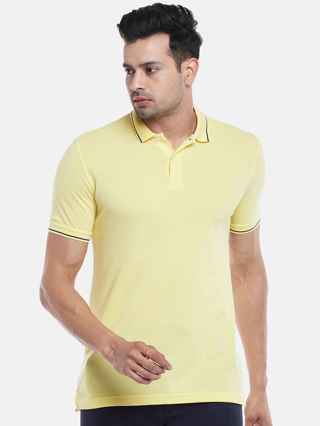 

BYFORD by Pantaloons Men Yellow Polo Collar Outdoor T-shirt