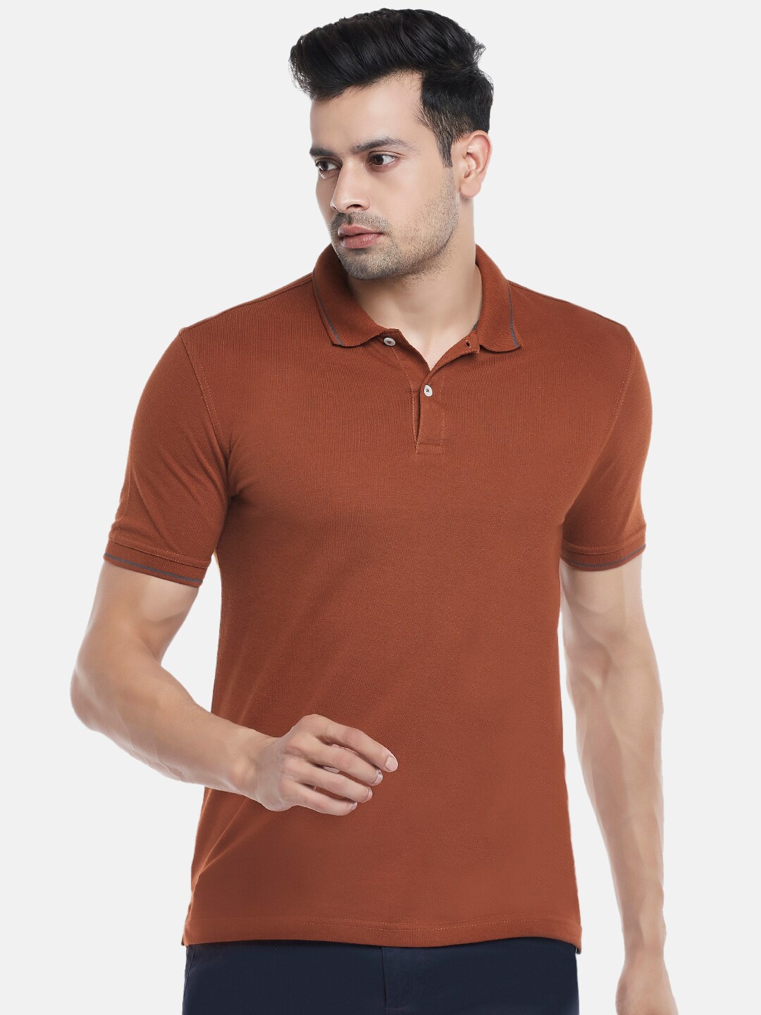 

BYFORD by Pantaloons Men Brown Polo Collar Outdoor T-shirt