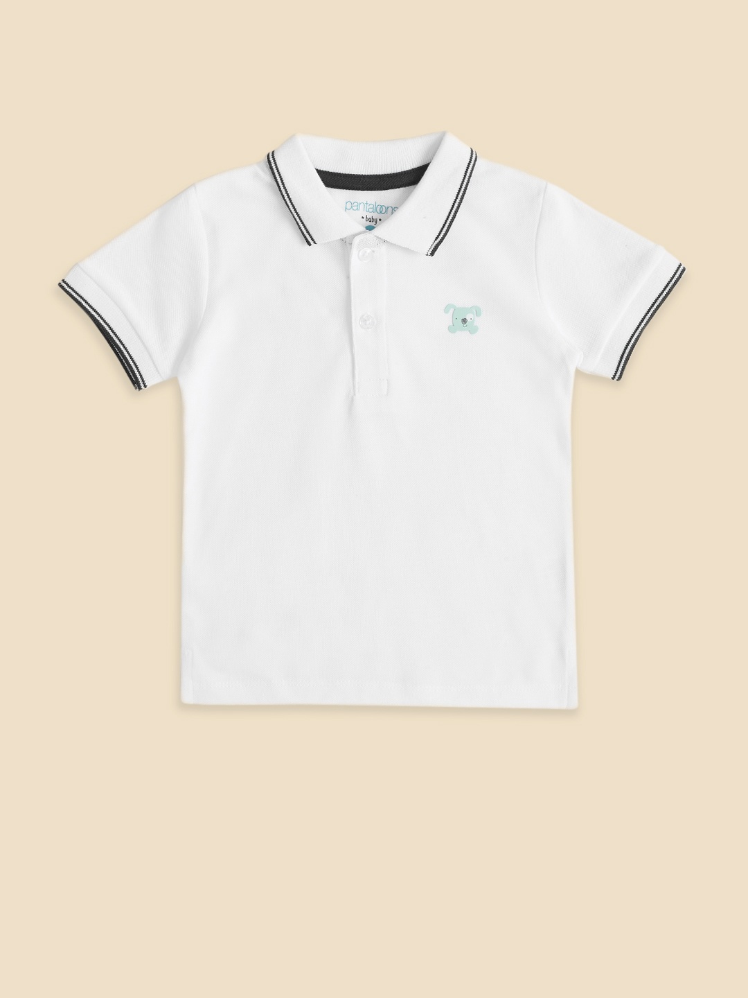 

Pantaloons Baby Boys White Polo Collar Cotton T-shirt