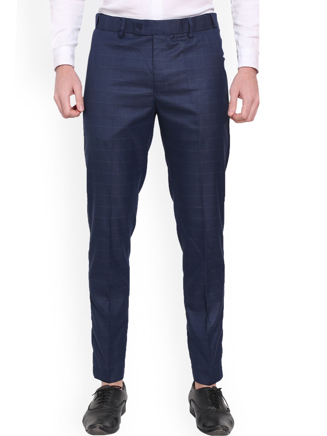 

AD & AV Men Navy Blue Classic Easy Wash Trousers