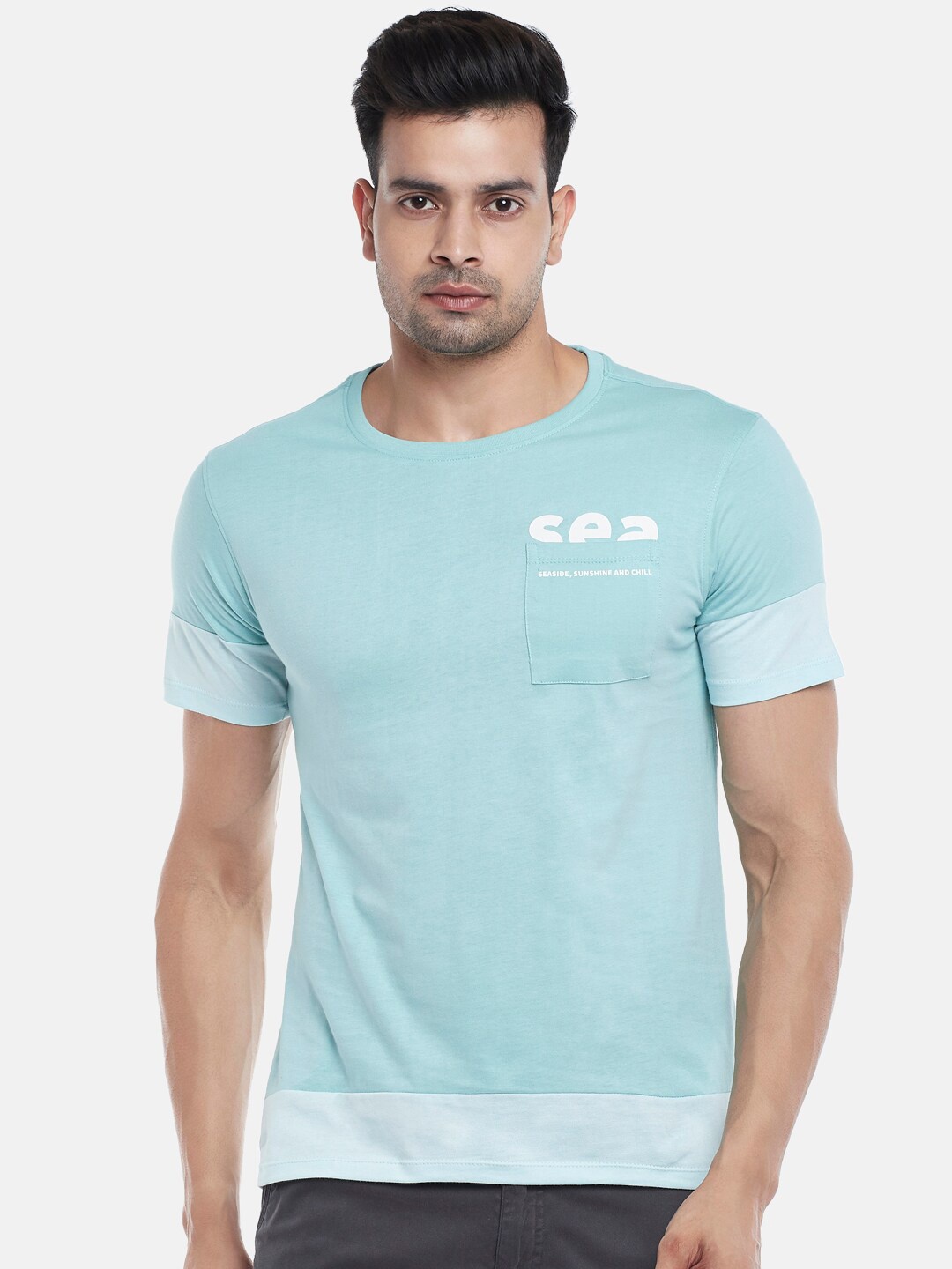 

Urban Ranger by pantaloons Men Green Typography Printed Slim Fit T-shirt
