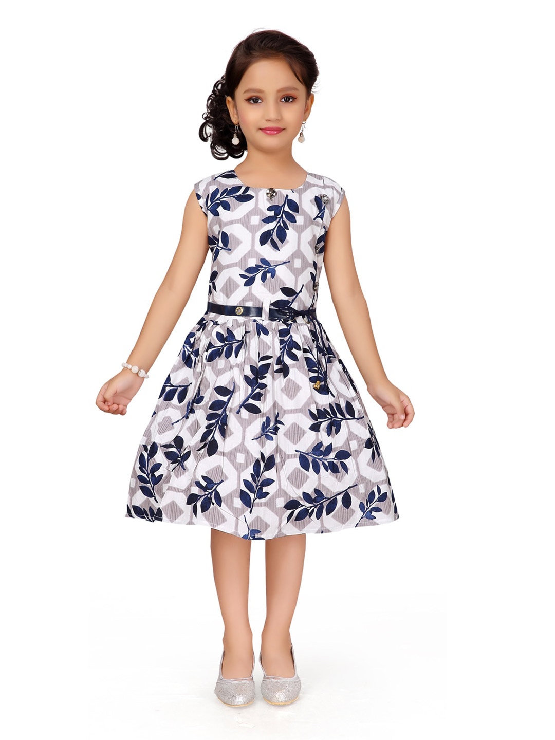 

Aarika Girls Blue Floral Printed Dress