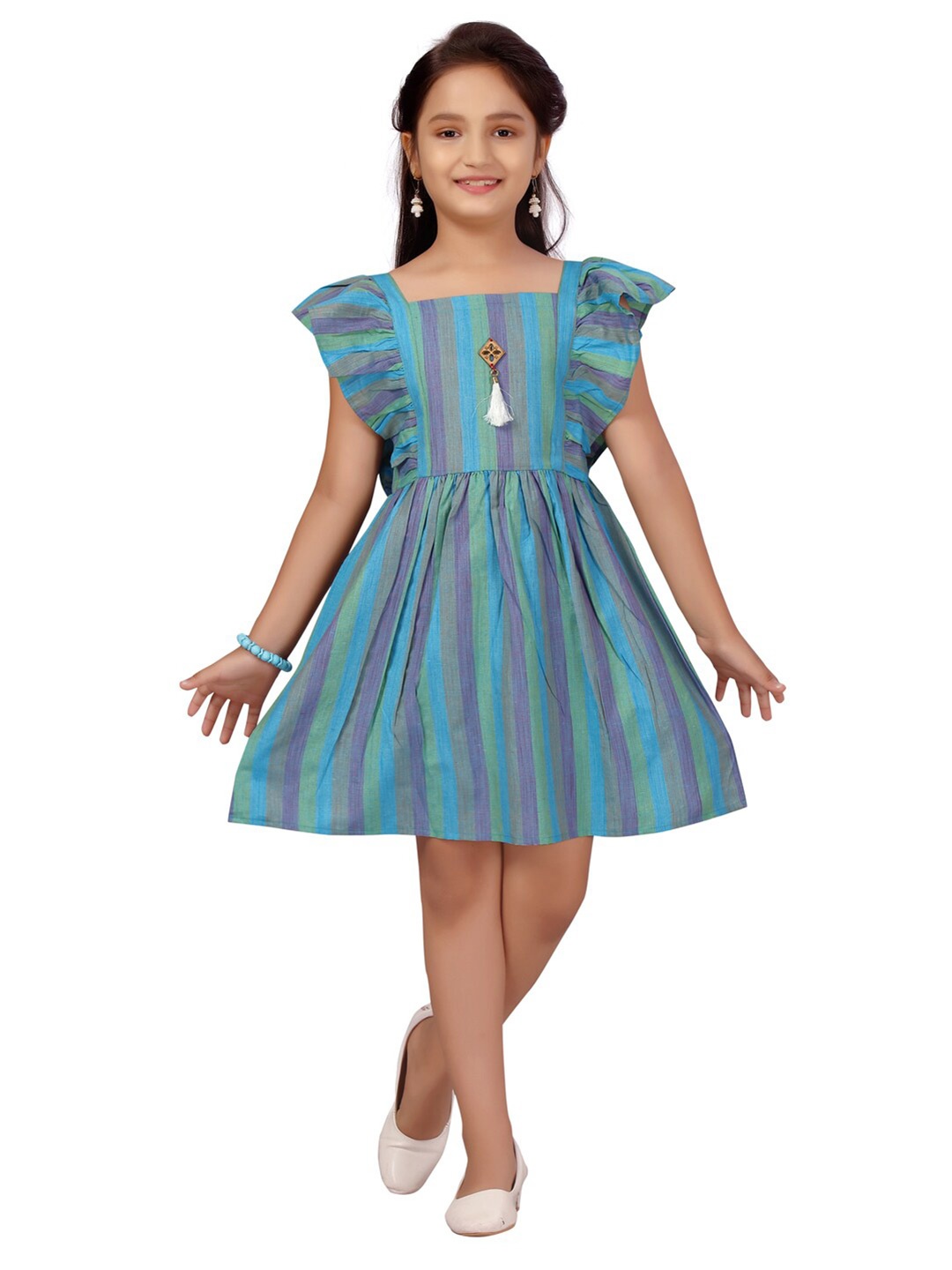 

Aarika Blue & Green Striped Dress