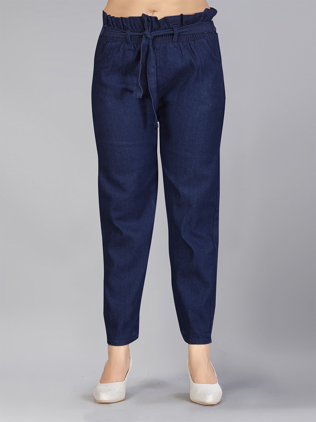 

Aarika Girls Navy Blue Tapered Fit Denim Peg Trousers