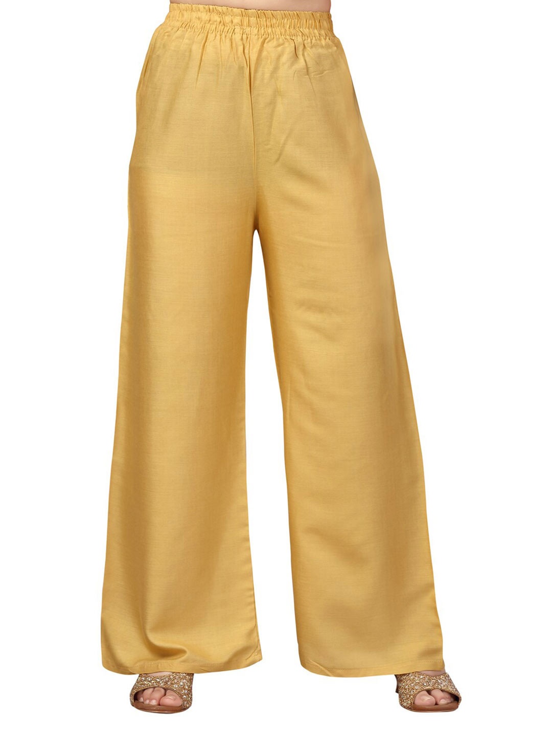 

Aarika Girls Beige Solid Cotton Palazzos