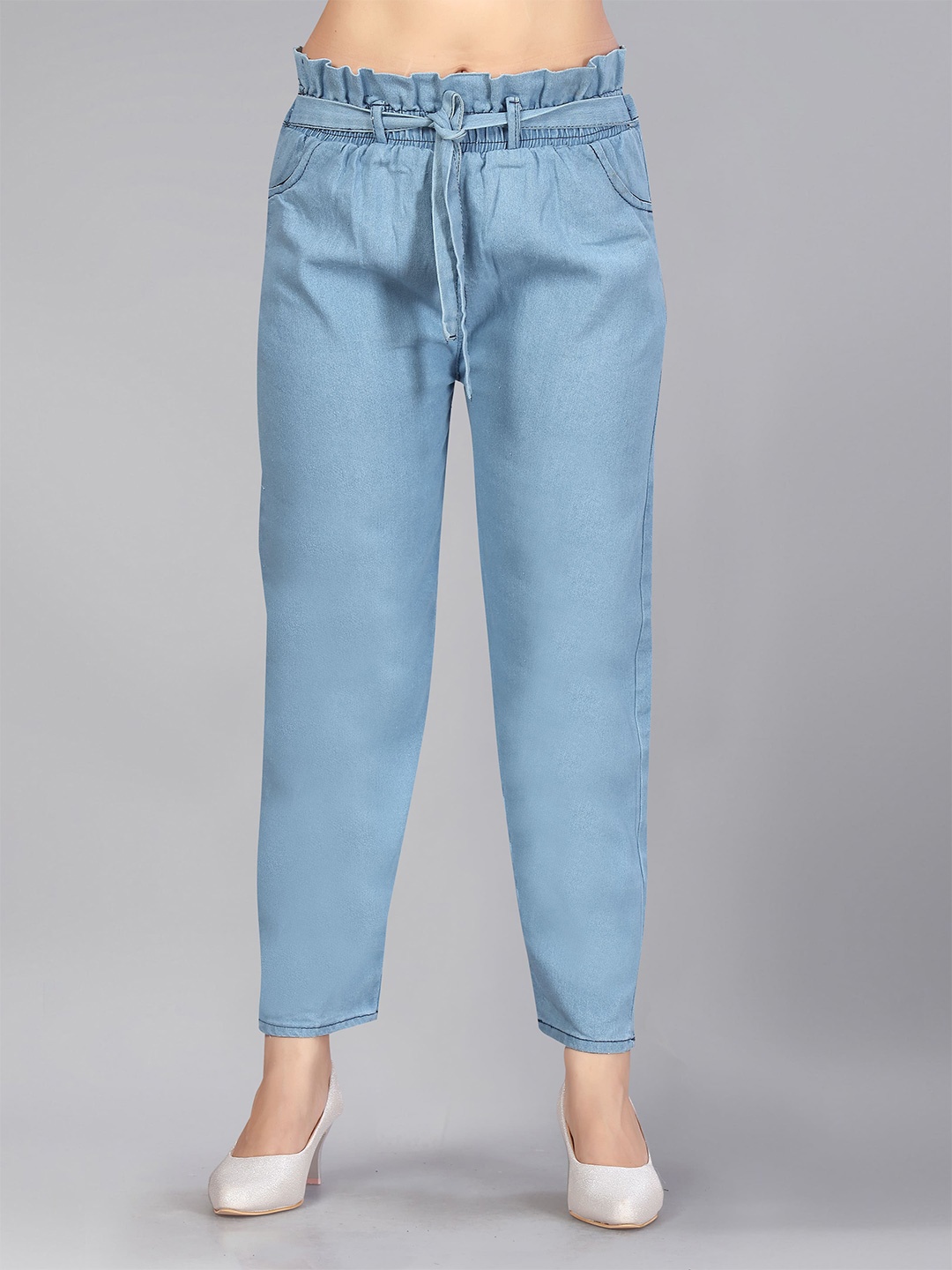 

Aarika Girls Blue Flared Knitted Denim Palazzos