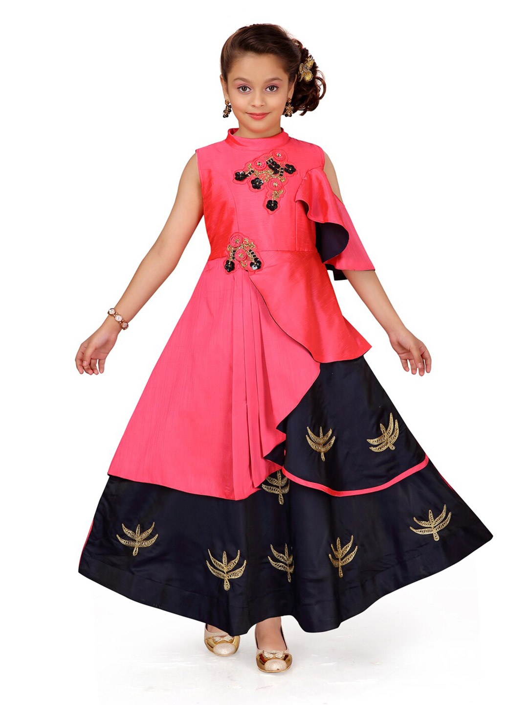 

Aarika Girls Red Floral Maxi Dress