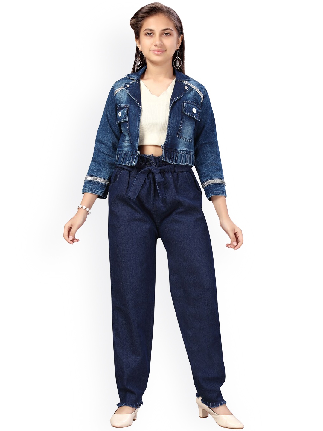 

Aarika Girls Blue Lightweight Longline Denim Jacket