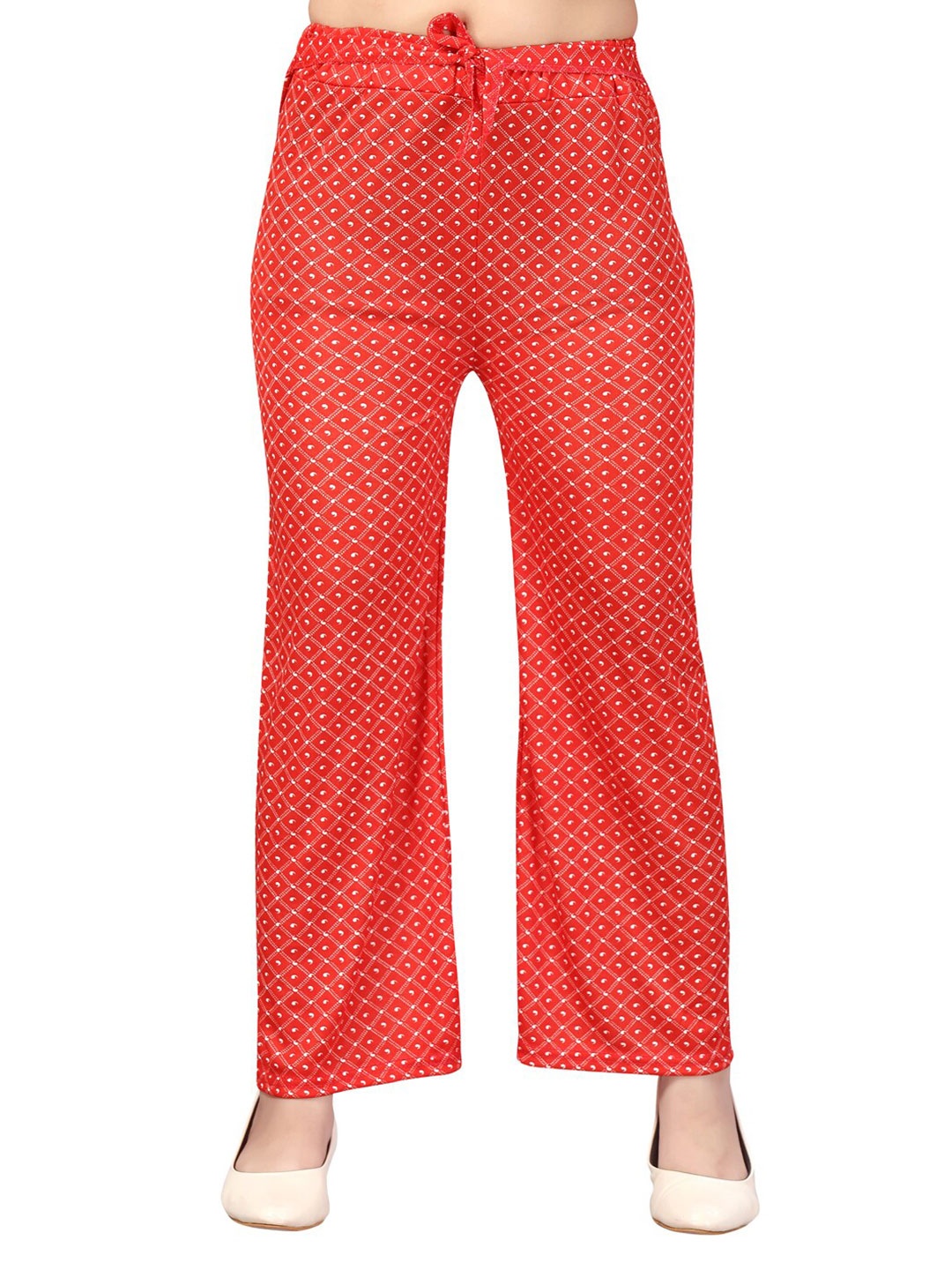 

Aarika Girls Red & White Checked Cotton Palazzos