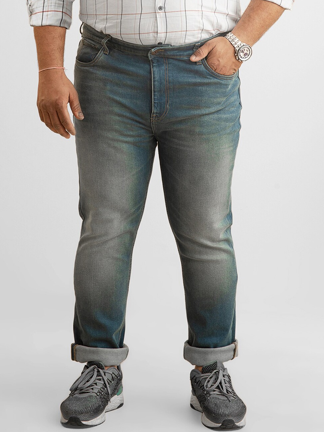 

Snitch Men Plus Size Blue Slim Fit Heavy Fade Stretchable Jeans
