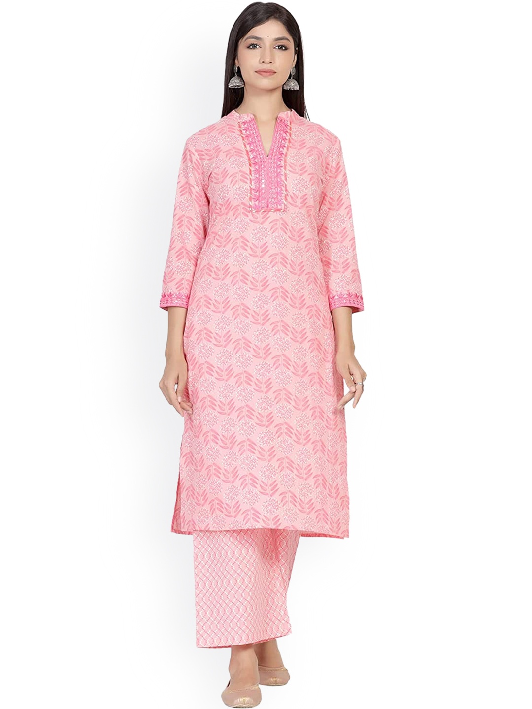 

ADEESHA Women Pink Floral Printed Kurta with Palazzos