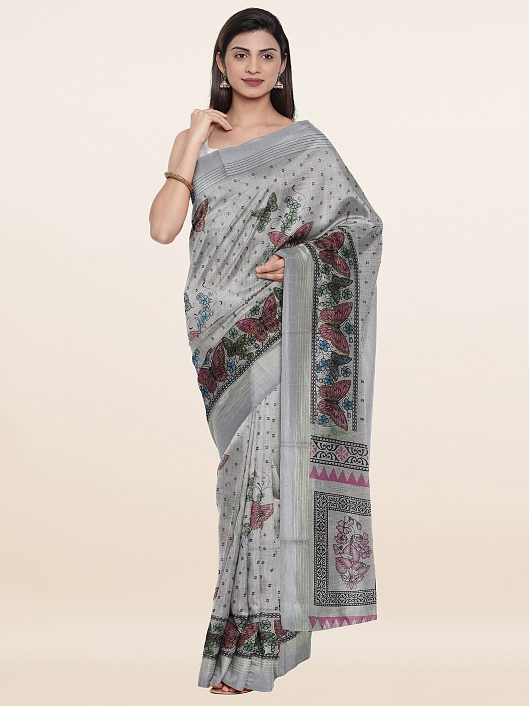 

Pothys Grey & Blue Pure Cotton Saree