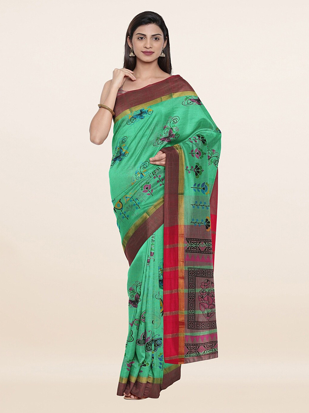

Pothys Green Pure Cotton Saree