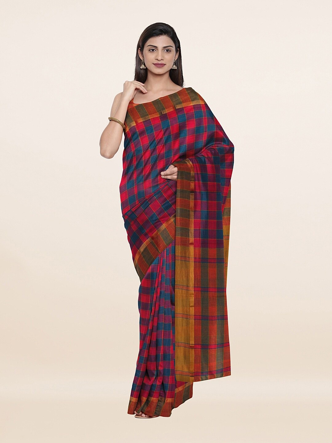 

Pothys Navy Blue & Maroon Pure Cotton Saree