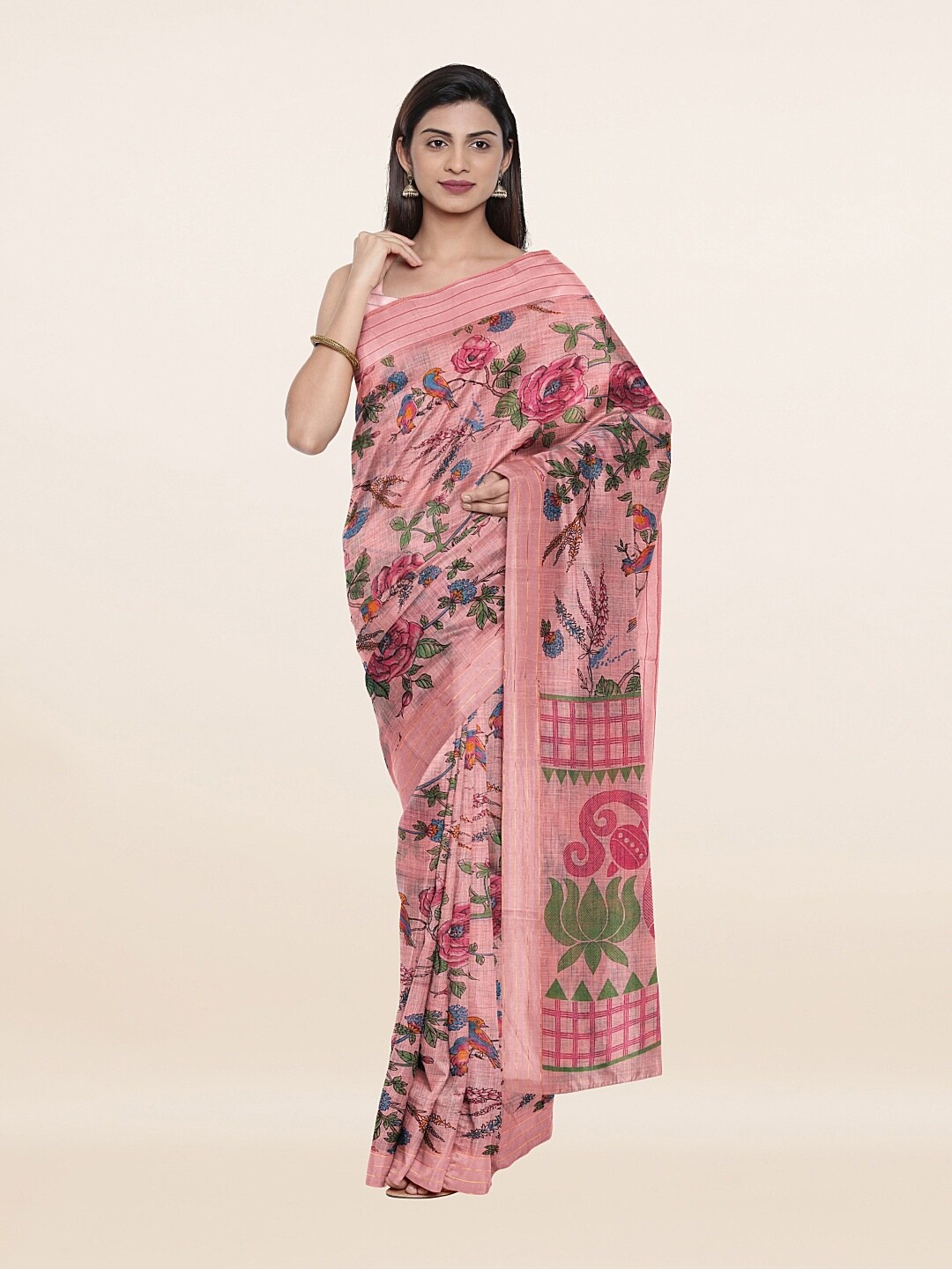 

Pothys Pink Floral Pure Cotton Saree