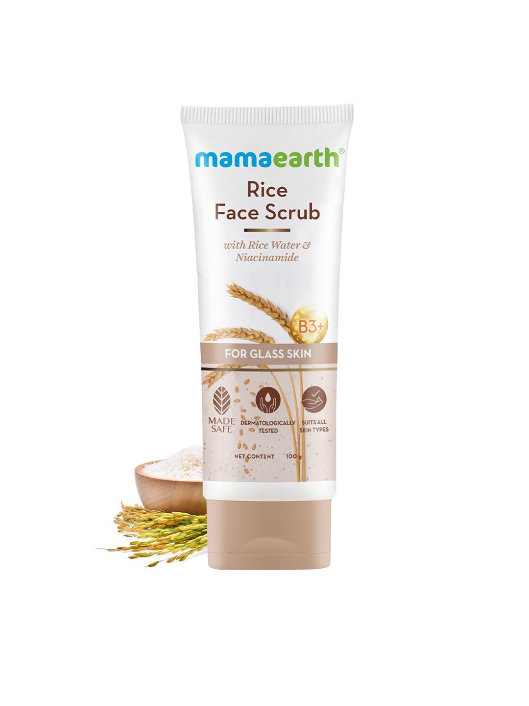 

Mamaearth Rice Face Scrub with Rice Water & Niacinamide for Glass Skin - 100g, White