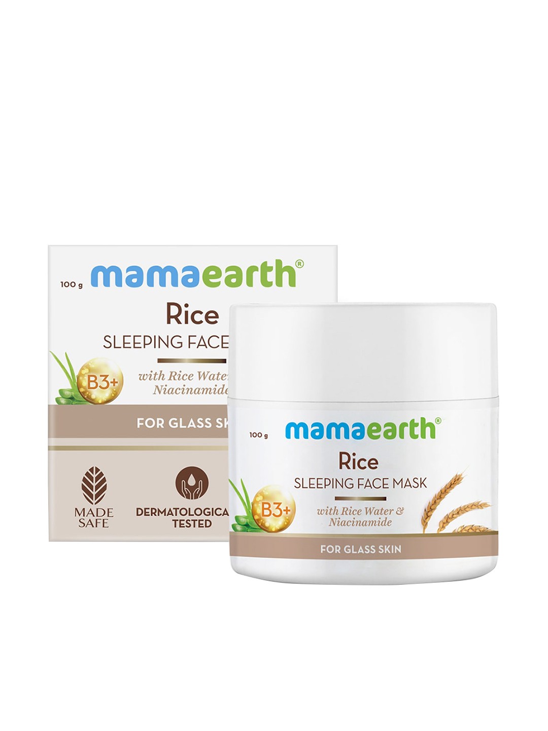 

Mamaearth Rice Sleeping Face Mask with Rice Water & Niacinamide for Glass Skin - 100ml, White