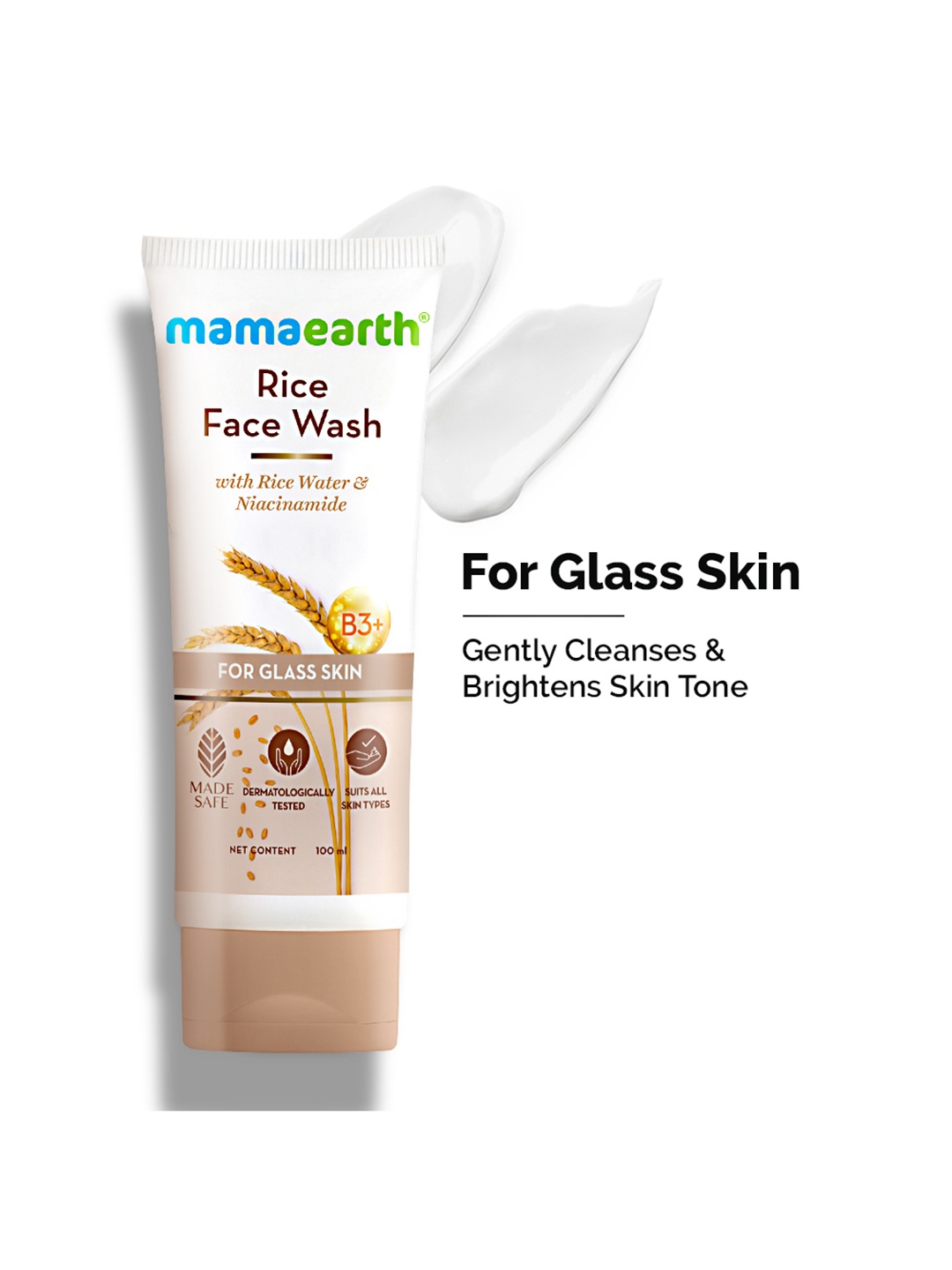 

Mamaearth Rice Face Wash with Rice Water & Niacinamide for Glass Skin - 100ml, White