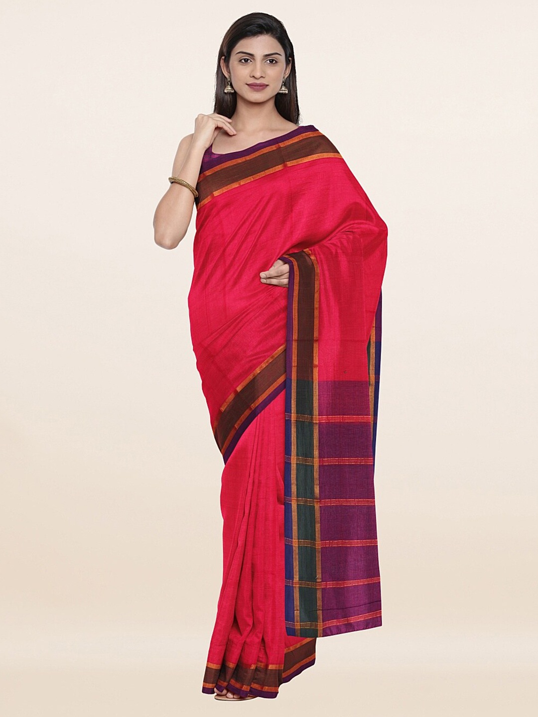 

Pothys Pink & Green Pure Cotton Saree