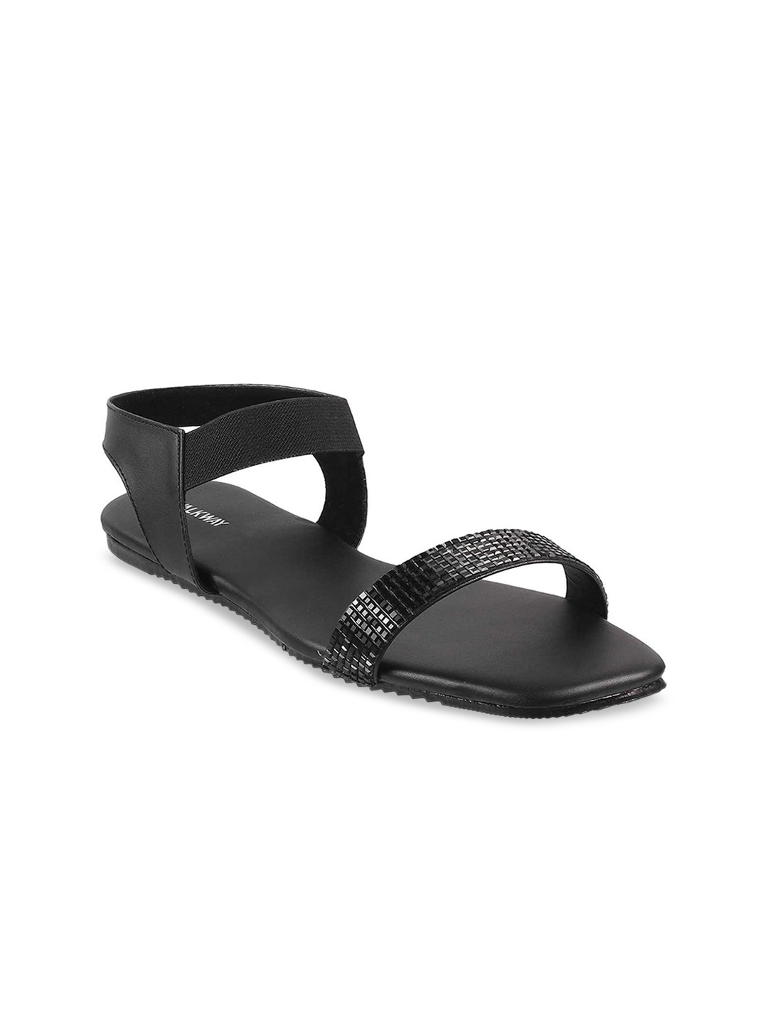 

WALKWAY by Metro Women Black Embellished Open Toe Flats