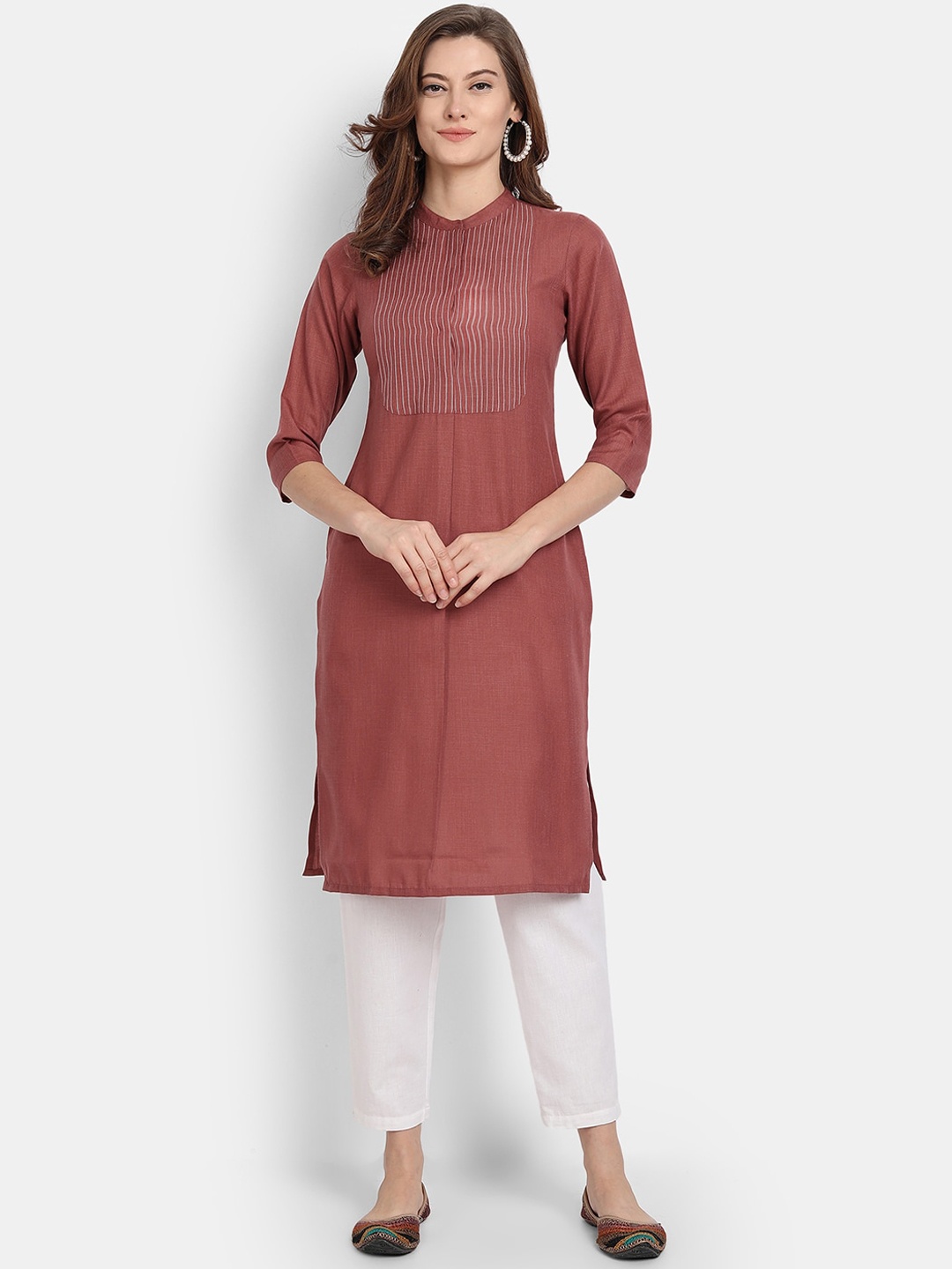 

HK colours of fashion Women Rust Thread Work Kurta
