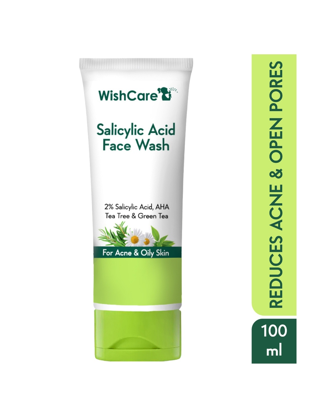 

WishCare 2% Salicylic Acid Face Wash with AHA & Green Tea for Acne & Oily Skin - 100ml, White