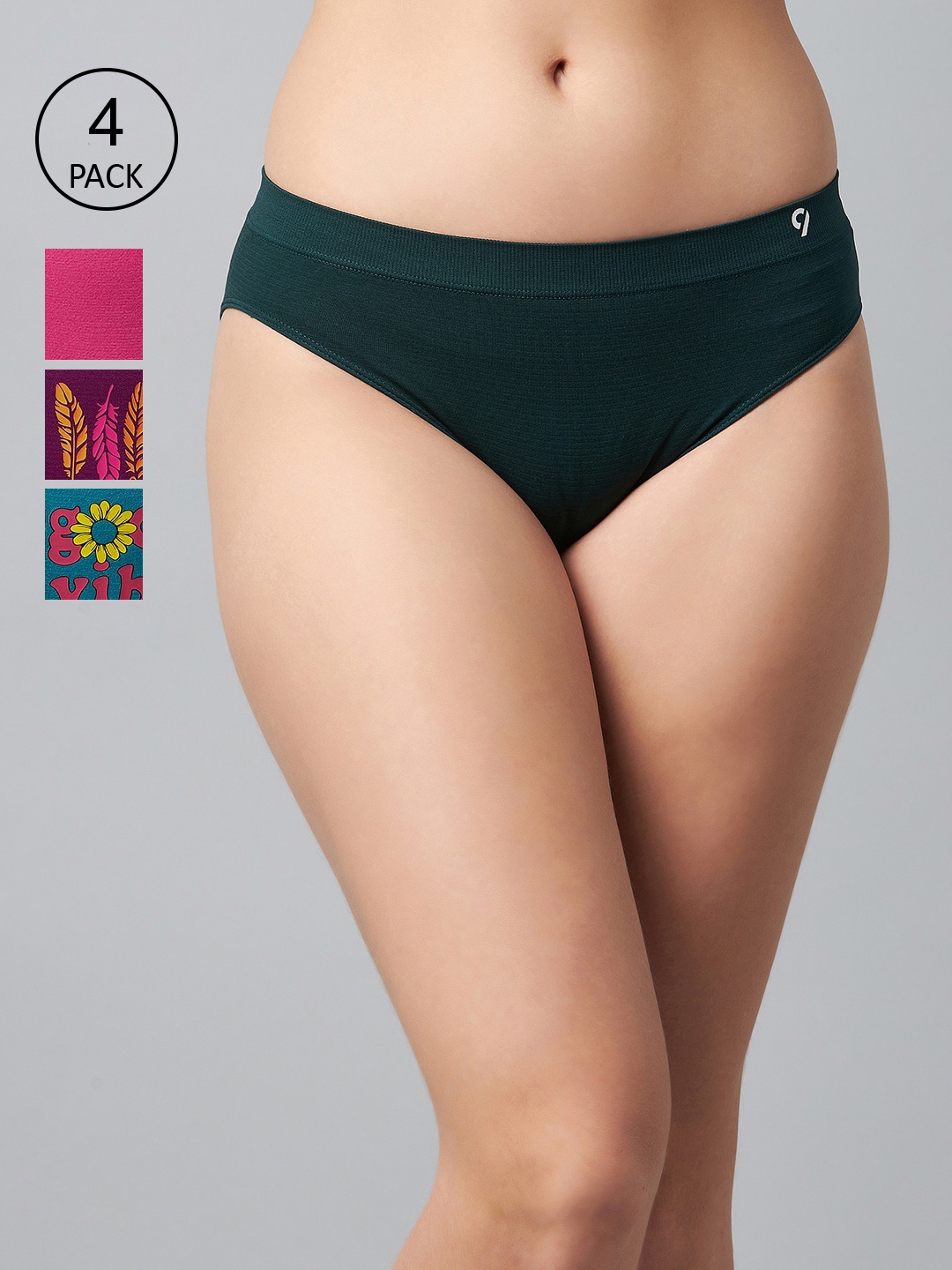 

C9 AIRWEAR Women Pack Of 4 Assorted Seamless Bikini Briefs, Multi