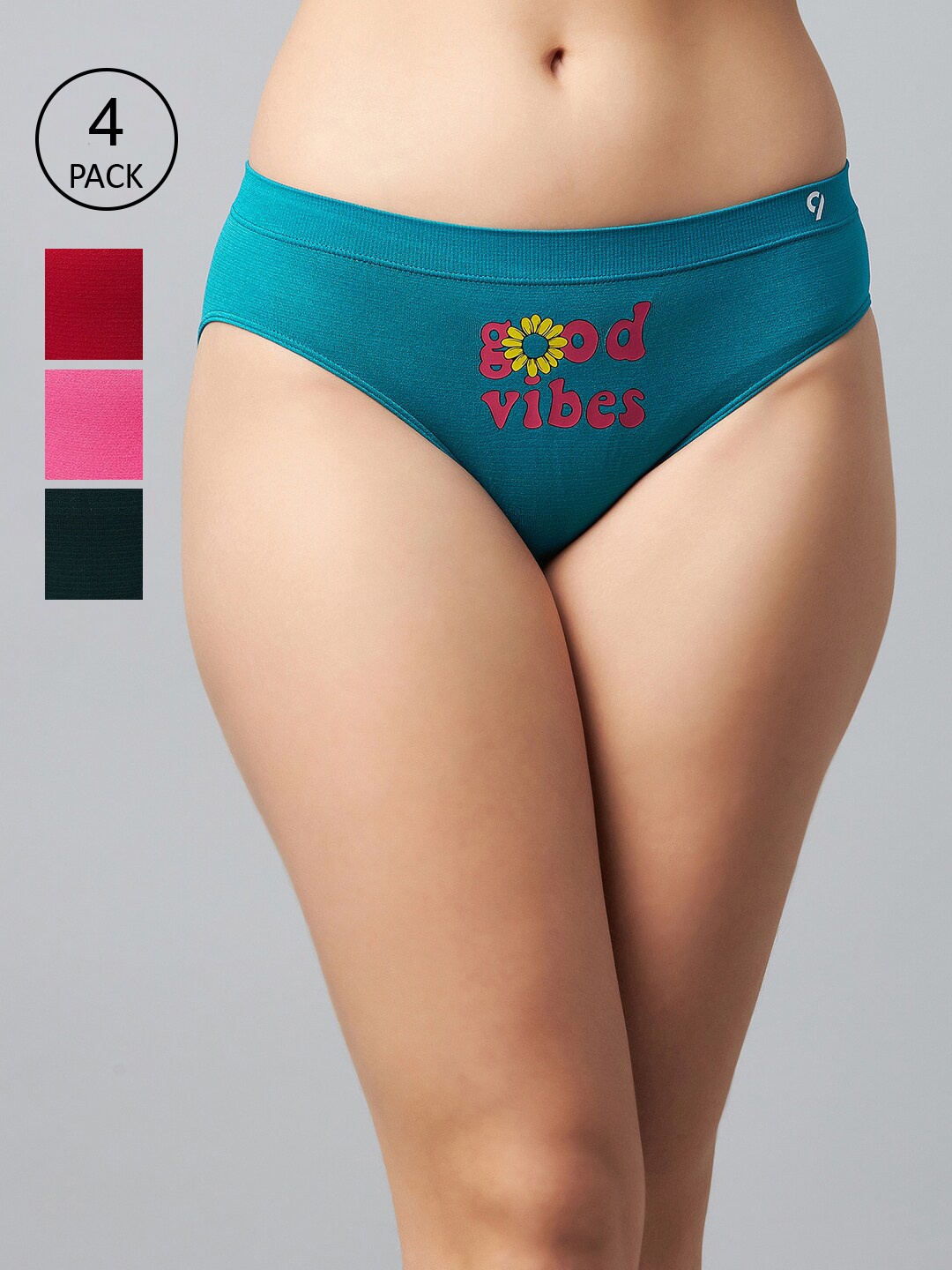 

C9 Airwear Women Pack of 4 Assorted Printed Mid-Rise Bikini Briefs