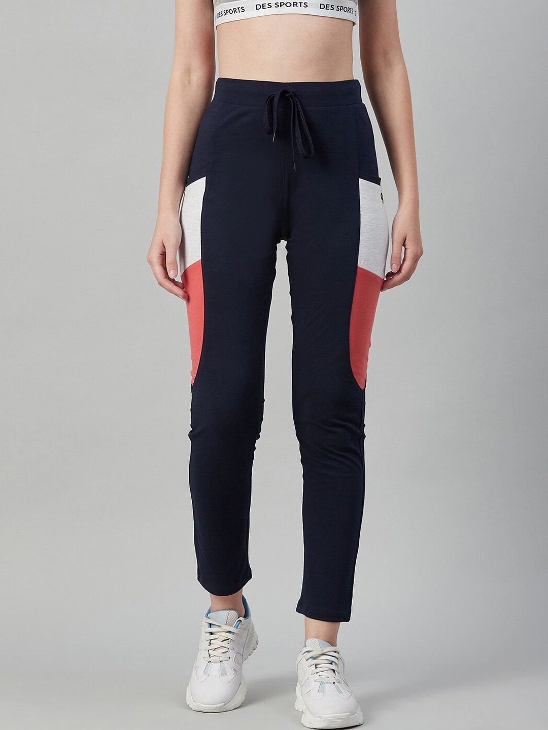 

C9 AIRWEAR Women Navy-Blue & Red Color-Blocked Track Pant