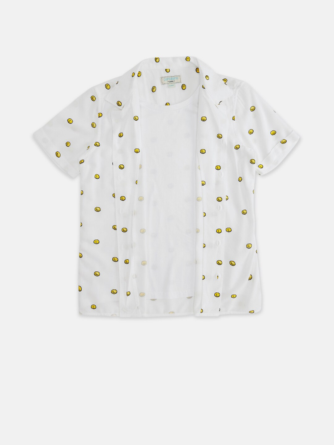 

Pantaloons Junior Boys White Printed Casual Shirt